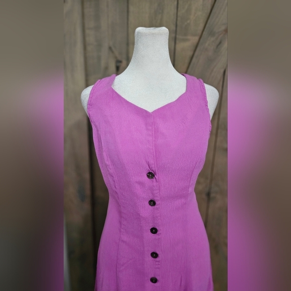 OLIVACEOUS ButtonFront Rayon A LineMini Sleeveless Mini Dress Purple.S NWOT - Picture 9 of 13